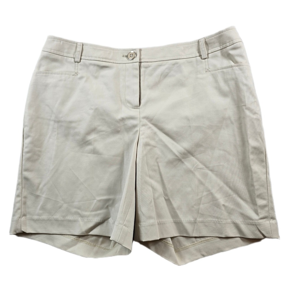 Rafaella Walk Shorts Womens 10 Beige Cotton Blend Stretch Curvy Fit NEW
